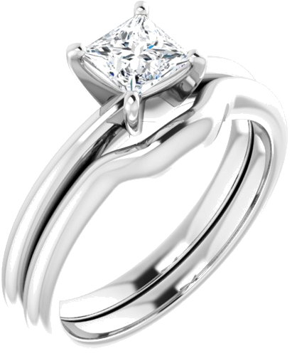 14K White  4.5x4.5 mm Square Solitaire Engagement Ring Mounting (6)