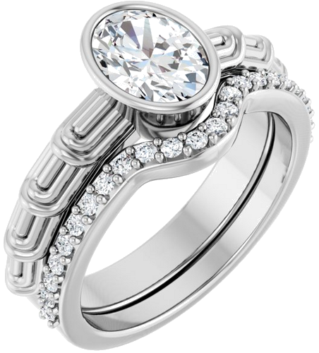 14K White 8 x 6 mm Oval Solitaire Engagement Ring Mounting (6)