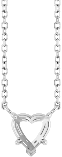 14K White 6 mm Heart Solitaire 18  Necklace (1)