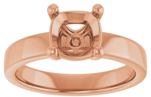 Sužadėtuvių Žiedas „Solitaire“ 585 Rožinis Aukso Cushion 7mm (3)