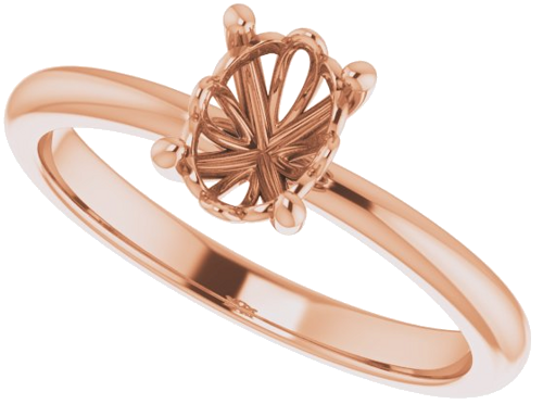 14K Rose 7x5 mm Oval Solitaire Engagement Ring Mounting (5)