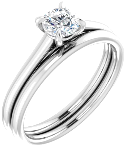 14K White  4.8 mm Round Solitaire Engagement Ring Mounting (6)