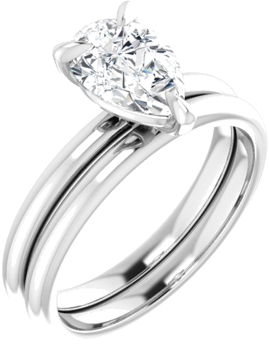 14K White  9x6 mm Pear Solitaire Engagement Ring Mounting (6)