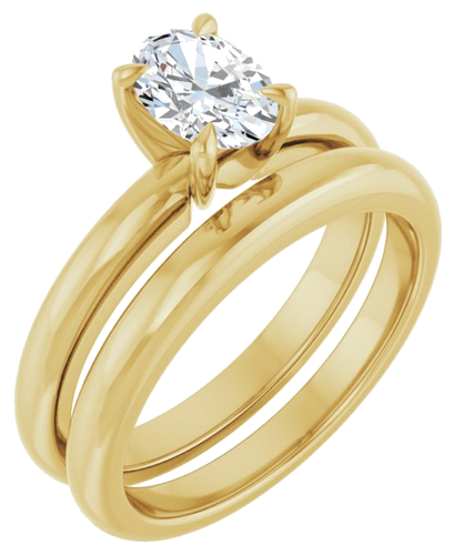 Sužadėtuvių Žiedas „Solitaire“ 585 Geltonojo Aukso Oval 7mm x 5mm (6)