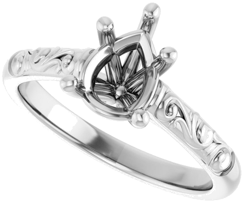 Sužadėtuvių Žiedas „Solitaire“ 585 Baltojo Aukso Pear Shape 8mm x 6mm (5)