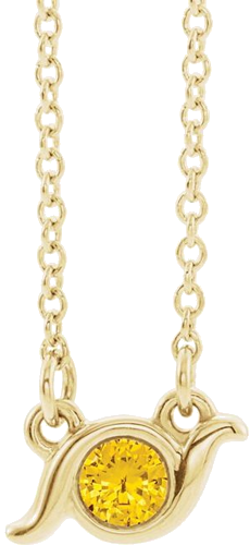 14K Yellow 1-Stone Family Bezel-Set Bar 18  Necklace Mounting (3)