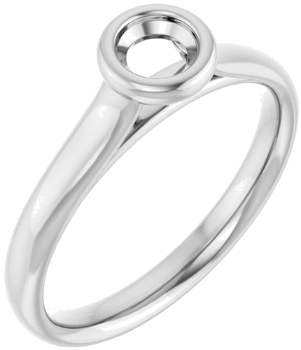 Sužadėtuvių Žiedas „Bezel-Set Solitaire“ 585 Baltojo Aukso Round 4.1mm (1)