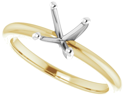 14K Yellow   White  6x6 mm Cushion Solitaire Engagement Ring Mounting (5)
