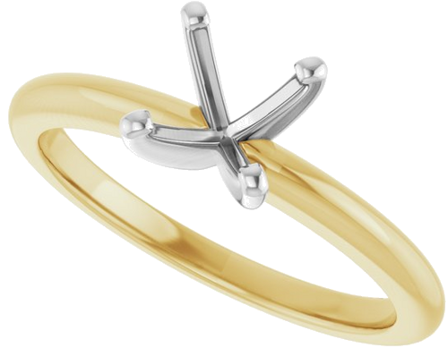 10K Yellow   White  6.5 mm Round Solitaire Engagement Ring Mounting (5)