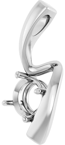 14K White  6.5 mm Round Pendant Mounting (2)