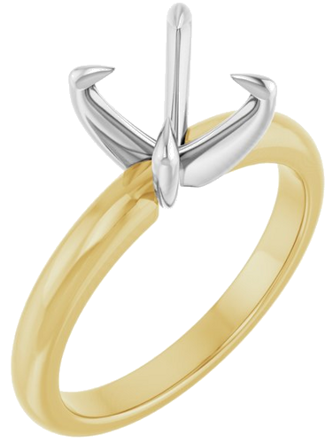 14K Yellow White 8 mm Round Solitaire Engagement Ring Mounting (1)