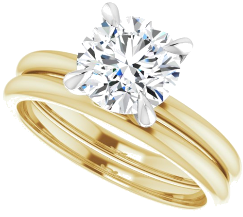 14K Yellow White 7.4 mm Round Engagement Ring Mounting (10)