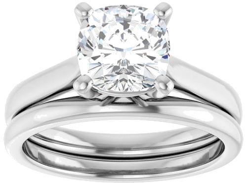 14K White 7 mm Cushion Engagement Ring Mounting (8)