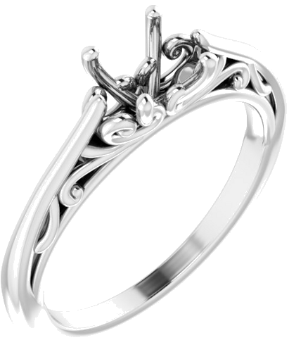 14K White 5.8 mm Round Engagement Ring Mounting (1)