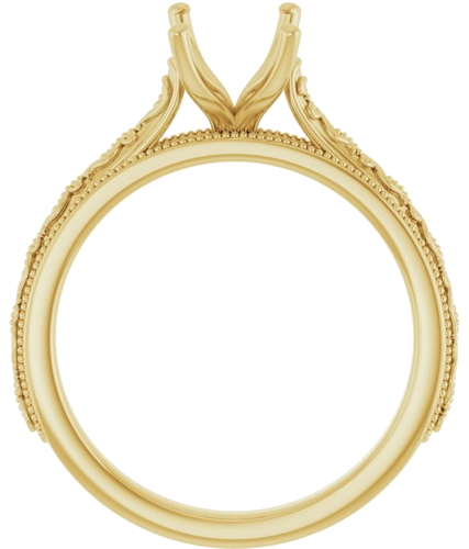 14K Yellow  8x6 mm Emerald Solitaire Engagement Ring Mounting (2)