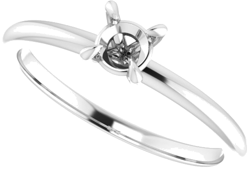 Sužadėtuvių Žiedas „Solitaire“ 585 Baltojo Aukso Round 4.4mm (5)