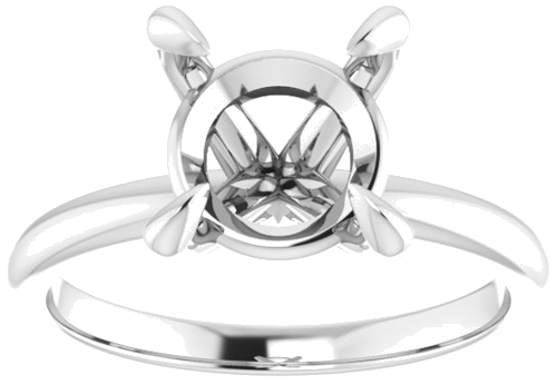 14K White  9 mm Round Solitaire Engagement Ring Mounting (3)