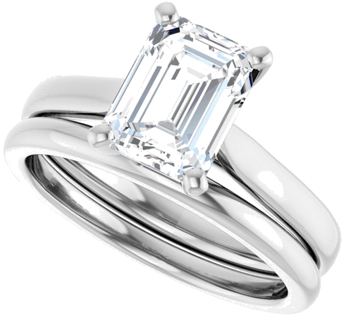 Sužadėtuvių Žiedas 18k white gold Emerald 8mm x 6mm (10)
