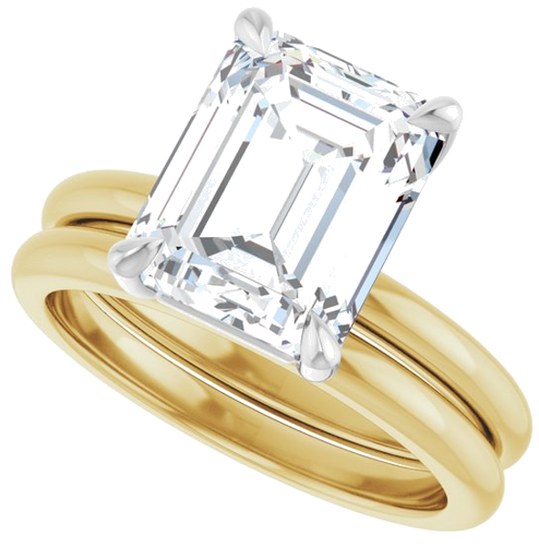 Sužadėtuvių Žiedas 585 Baltojo Ir Geltonojo Aukso Emerald 10mm x 8mm (10)