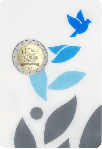 2024 San Marino Declaration of Civil Rights 2 euro BU coin on card (5)