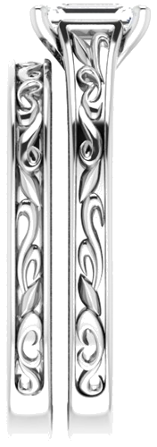 Sužadėtuvių Žiedas „Scroll Solitaire“ 585 Baltojo Aukso Emerald 6mm x 4mm (9)