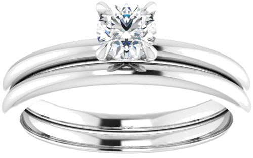 Sužadėtuvių Žiedas „Solitaire“ 585 Baltojo Aukso Round 4.4mm (8)