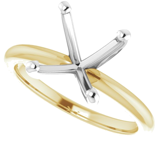 14K Yellow   White  11x9 mm Oval Solitaire Engagement Ring Mounting (5)
