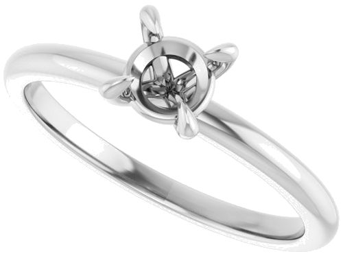 10K White  5.2 mm Round Solitaire Engagement Ring Mounting (5)