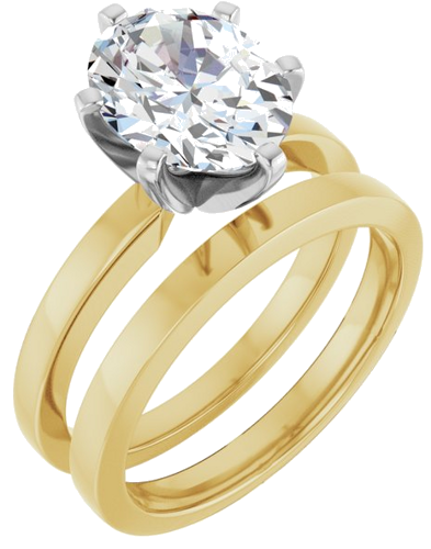 Sužadėtuvių Žiedas „Solitaire“ 585 Baltojo Ir Geltonojo Aukso Oval 10mm x 8mm (6)