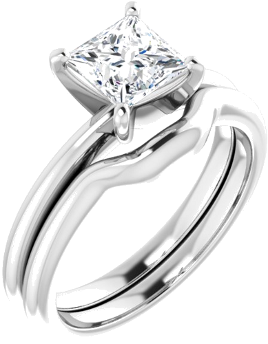 14K White  5.5x5.5 mm Square Solitaire Engagement Ring Mounting (6)