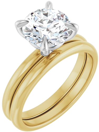 Sužadėtuvių Žiedas „Solitaire“ 585 Baltojo Ir Geltonojo Aukso Round 8.2mm (6)