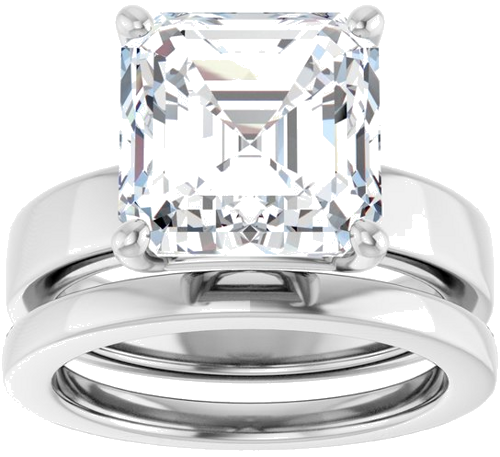 Sužadėtuvių Žiedas „Solitaire“ 585 Baltojo Aukso Asscher 10mm (8)