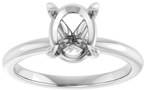 14K White 9x7 mm Oval Solitaire Engagement Ring Mounting (2)