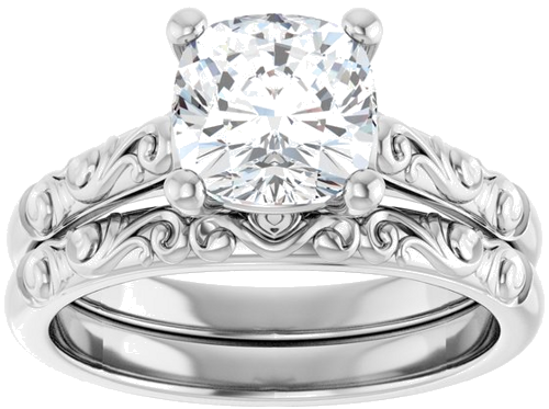 Sužadėtuvių Žiedas „Solitaire“ 585 Baltojo Aukso Cushion 7mm (8)