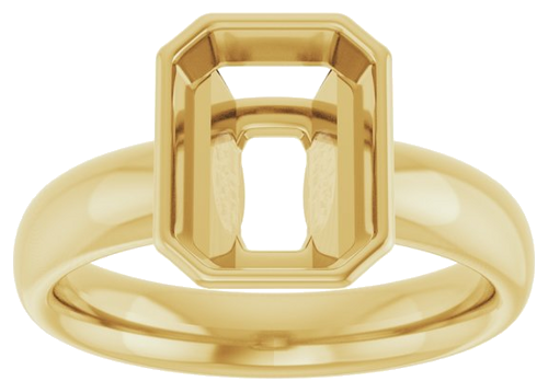 Sužadėtuvių Žiedas „Bezel-Set Solitaire“ 585 Geltonojo Aukso Emerald 9mm x 7mm (3)