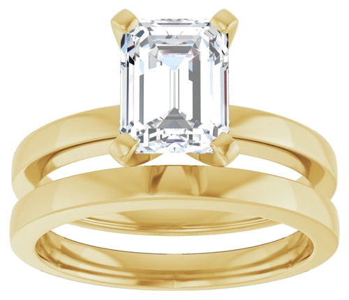 14K Yellow 8x6 mm Emerald Solitaire Engagement Ring Mounting (8)