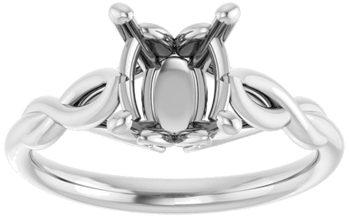 14K White  9x7 mm Oval Solitaire Engagement Ring Mounting (3)