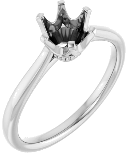 14K White 6.5 mm Round Engagement Ring Mounting (1)