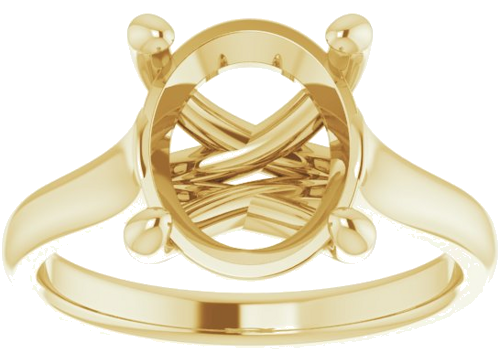 14K Yellow 11x9 mm Oval Solitaire Engagement Ring Mounting (3)
