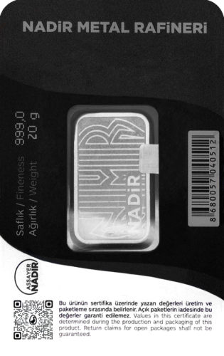 20 g sudraba stieņi .999 Nadir Metāla rafinētāji (2)