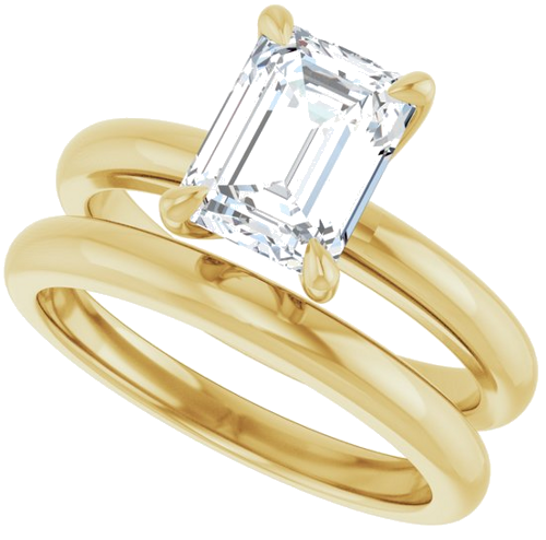 Sužadėtuvių Žiedas „Solitaire“ 585 Geltonojo Aukso Emerald 8mm x 6mm (10)