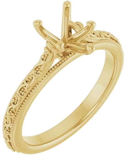 14K Yellow  8x6 mm Pear Solitaire Engagement Ring Mounting (1)