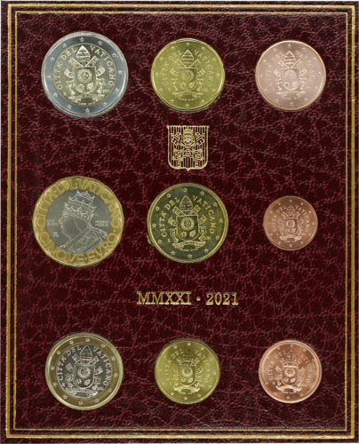 2021 Vatikanas BU Euro monetų rinkinys su 5 eurų moneta (1)