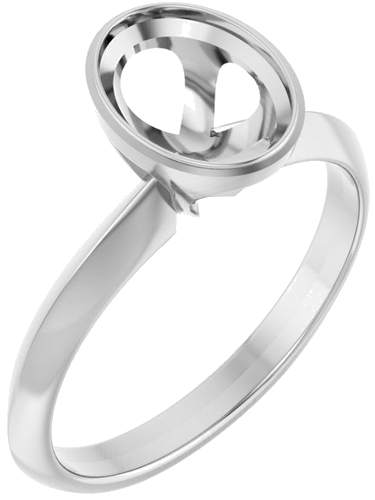 Sužadėtuvių Žiedas „Solitaire“ 585 Baltojo Aukso Oval 8mm x 6mm (1)