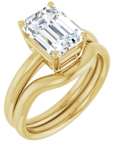 Sužadėtuvių Žiedas „Solitaire“ 585 Geltonojo Aukso Emerald 9mm x 7mm (6)