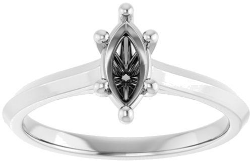 14K White 8x4 mm Marquise Solitaire Engagement Ring Mounting (3)