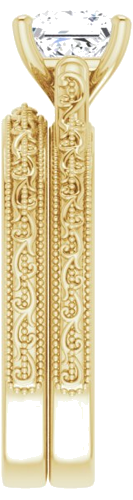 Sužadėtuvių Žiedas „Solitaire Sculptural“ 14k yellow gold Square 5.5mm (9)