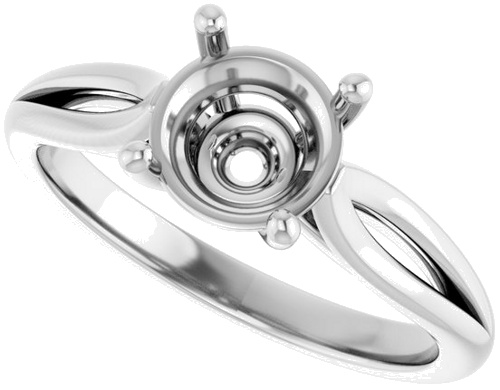 14K White 7.4 mm Round Engagement Ring Mounting (5)