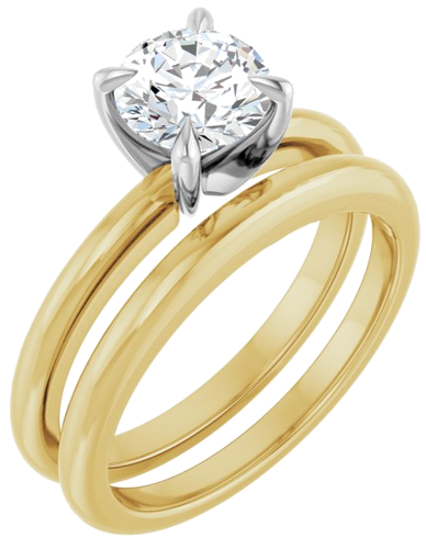 14K Yellow White 6.5 mm Round Solitaire Engagement Ring Mounting (6)