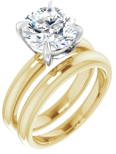 14K Yellow White 9 mm Round Solitaire Engagement Ring Mounting (6)